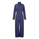 Zip-Up Wide Leg Pant Suit