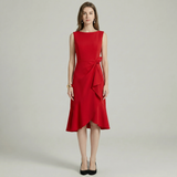Ruffled Hem Sleeveless Midi Dress