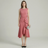 Ruffled Hem Sleeveless Midi Dress