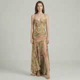 Floral Print Slit Maxi Dress