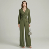 Long Sleeve Wrap Jumpsuit