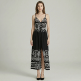 Maxi Dress with Spaghetti Straps Boho Print
