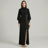 Maxi Dress with High Neck in Gold