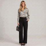 Animal Print Wrap Blouse