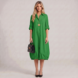Linen Button Down Midi Dress