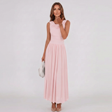 Draped Neck Pleated Midi Dress