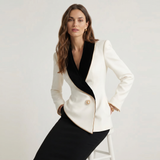 Asymmetric Contrast Lapel Blazer