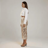 Champagne Aureline Midi Skirt